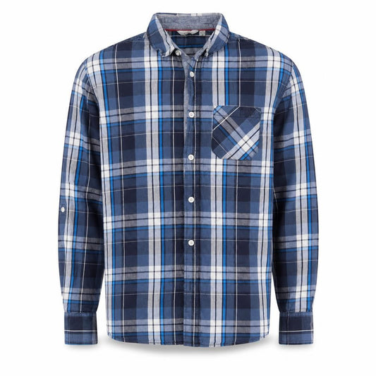 Lee Cooper Mens Blue Plaid Cotton Button-Up Size M Collared Button