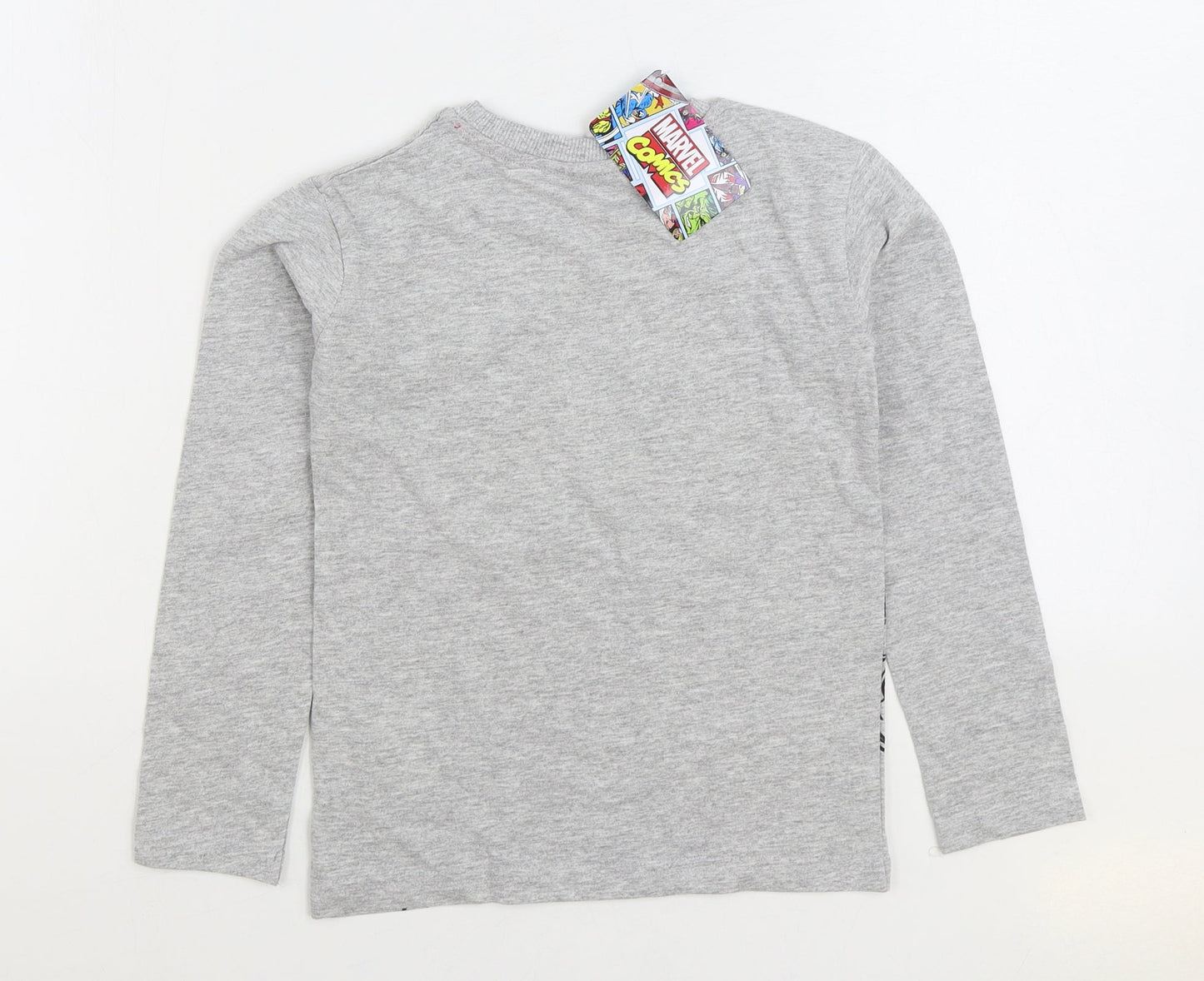 Marvel Boys Grey Cotton Basic T-Shirt Size 8-9 Years Round Neck Pullover - Marvel