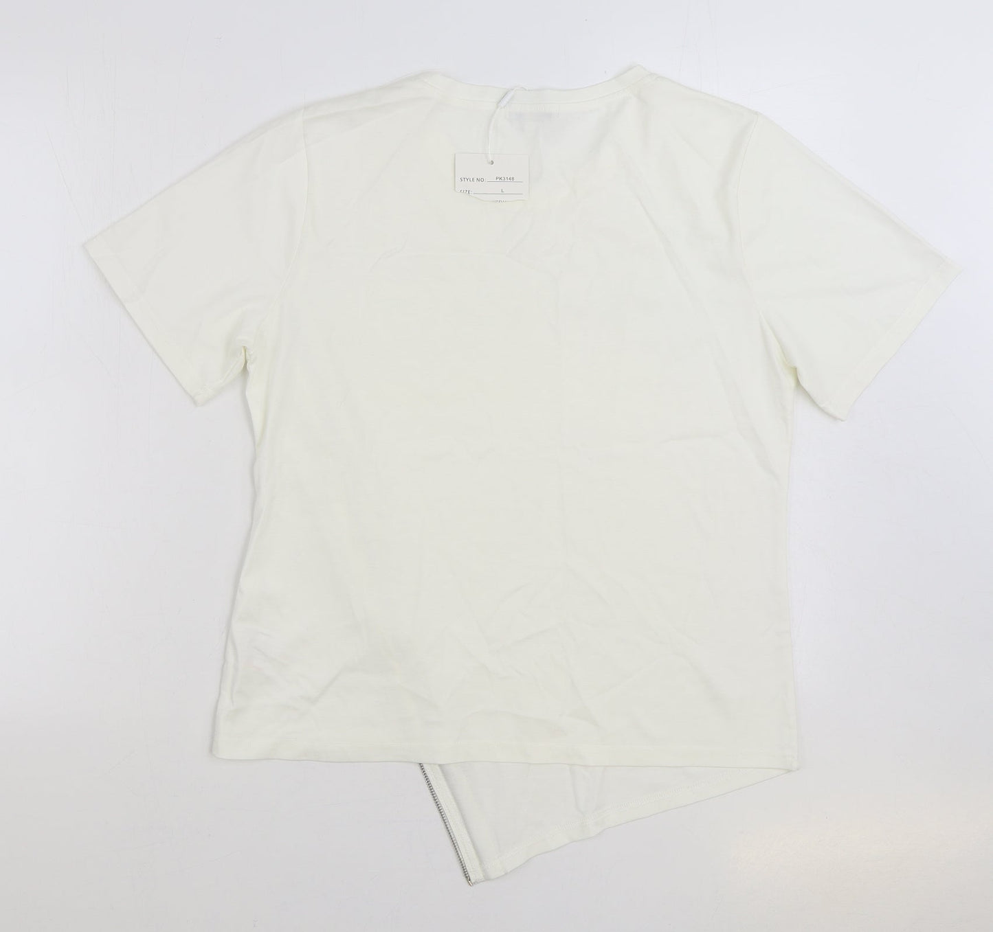 Paramour Womens Ivory Polyester Basic Blouse Size L Round Neck