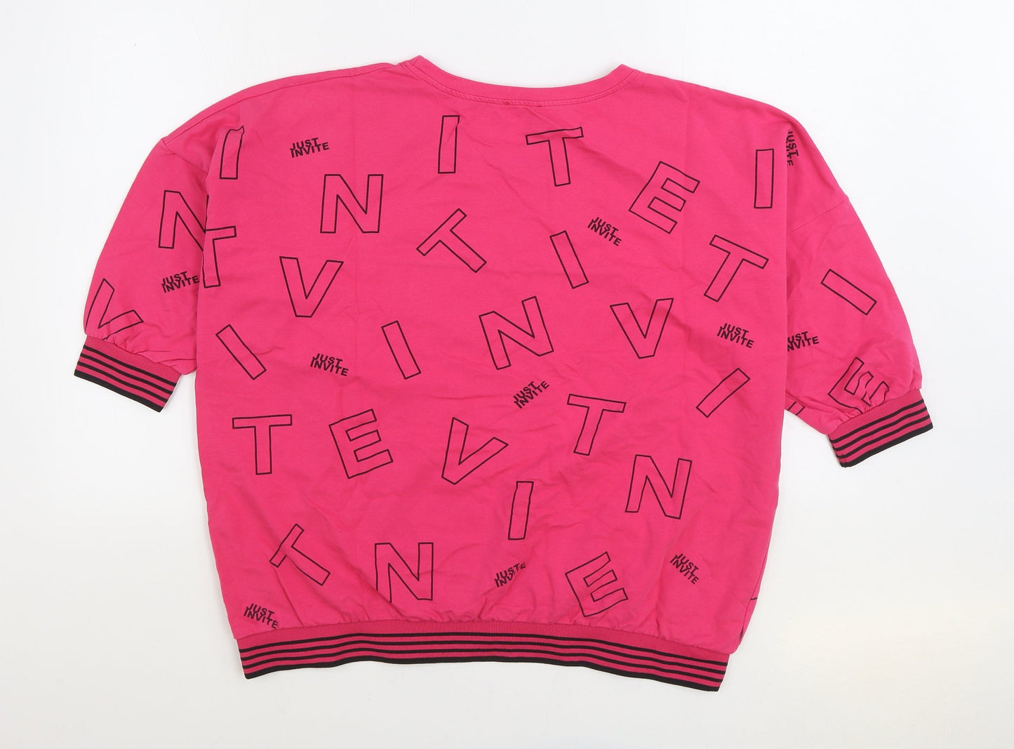 INVT Womens Pink Geometric Cotton Pullover Sweatshirt Size XL Pullover