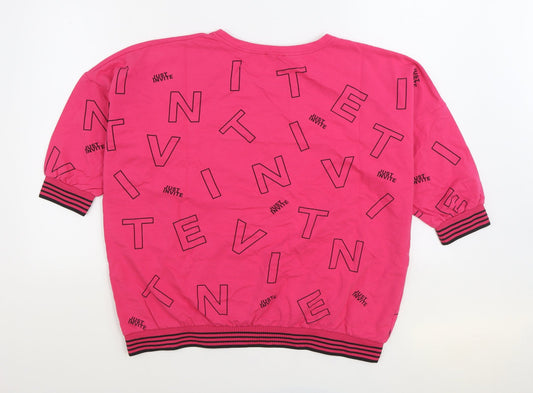 INVT Womens Pink Geometric Cotton Pullover Sweatshirt Size XL Pullover