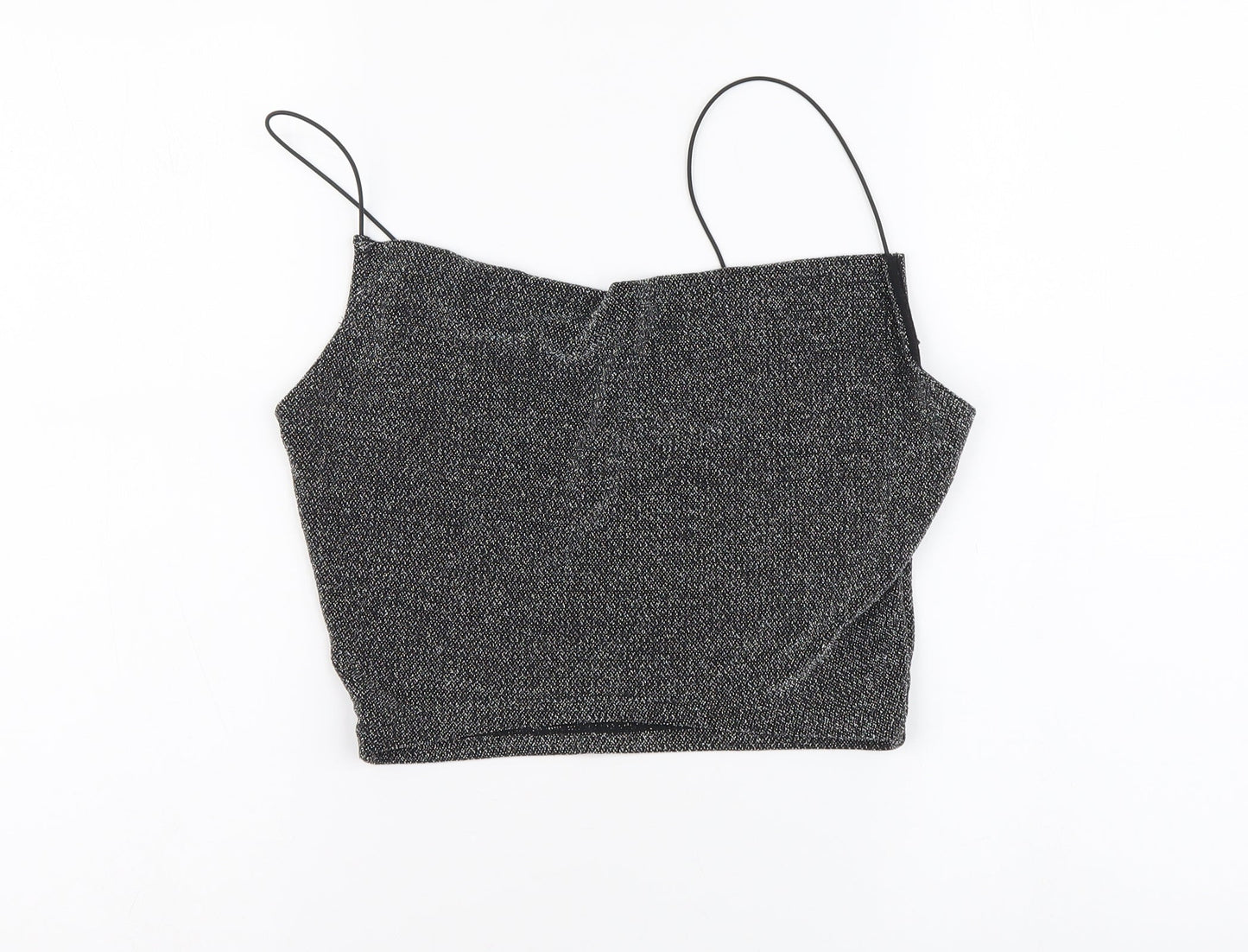 H&M Womens Silver Polyamide Cropped Tank Size S Round Neck