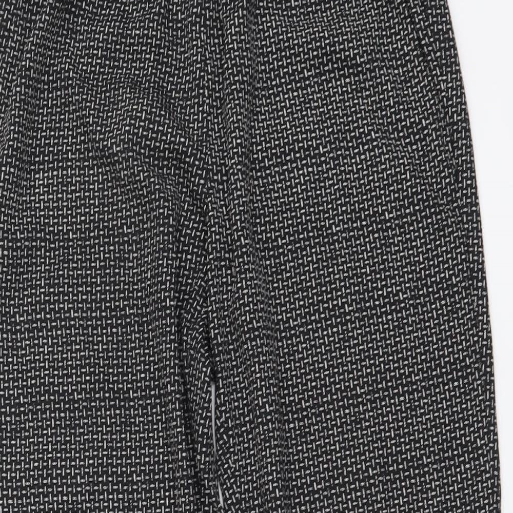 H&M Womens Black Geometric Polyester Trousers Size M L26 in Regular Drawstring