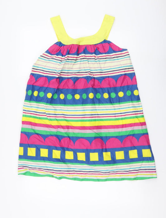 United Colors of Benetton Womens Multicoloured Striped Cotton A-Line Size XS Round Neck Pullover