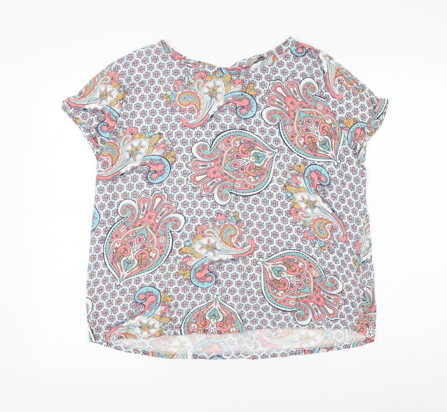 Marks and Spencer Womens Multicoloured Paisley Polyester Basic Blouse Size M Round Neck