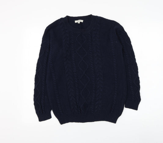 Code Collection Mens Blue Round Neck Polyester Pullover Jumper Size M