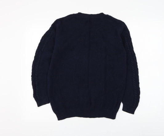 Code Collection Mens Blue Round Neck Polyester Pullover Jumper Size M