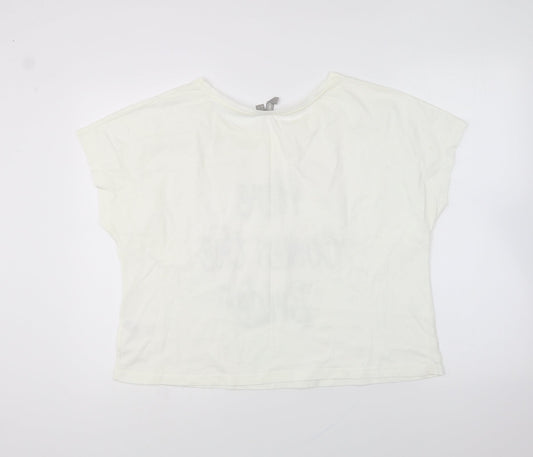 ASOS Womens Ivory Cotton Basic T-Shirt Size M Round Neck - Here Comes The Bride
