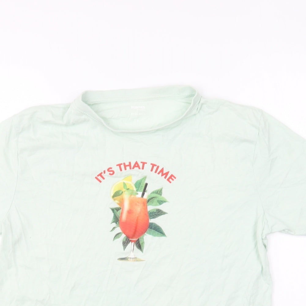 Dunnes Stores Womens Green Cotton Basic T-Shirt Size S Round Neck - Its that time