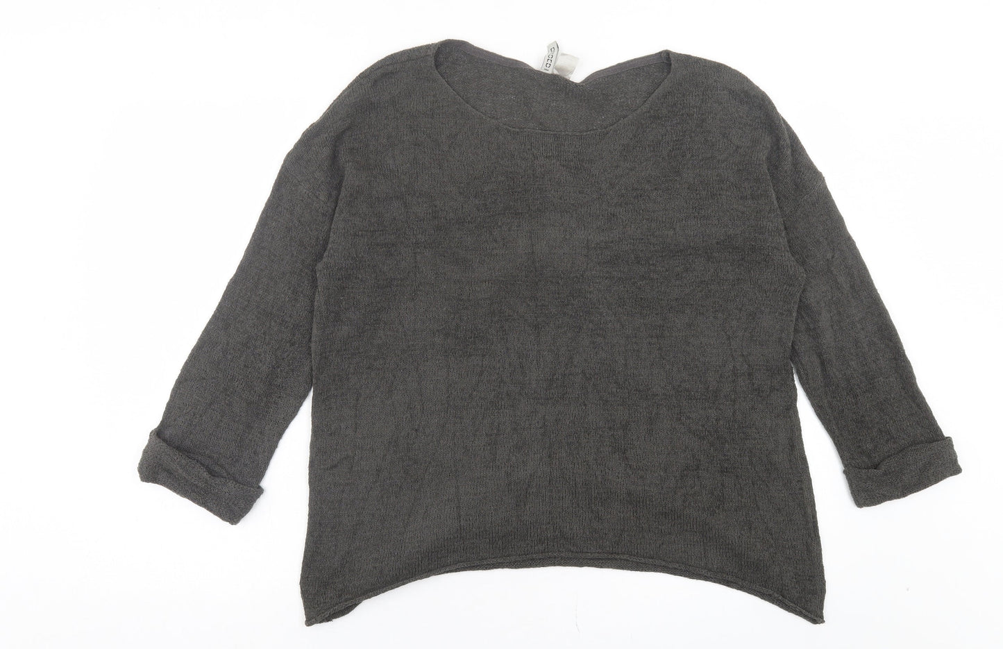 H&M Womens Grey Boat Neck Acrylic Pullover Jumper Size S