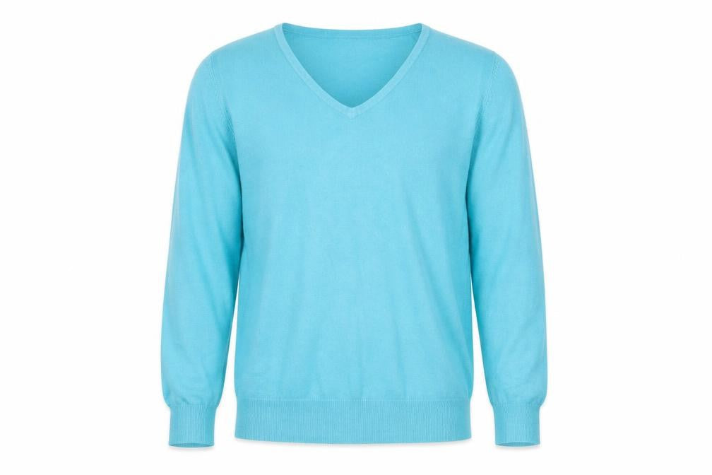 Marks and Spencer Mens Blue V-Neck Polyester Pullover Jumper Size L