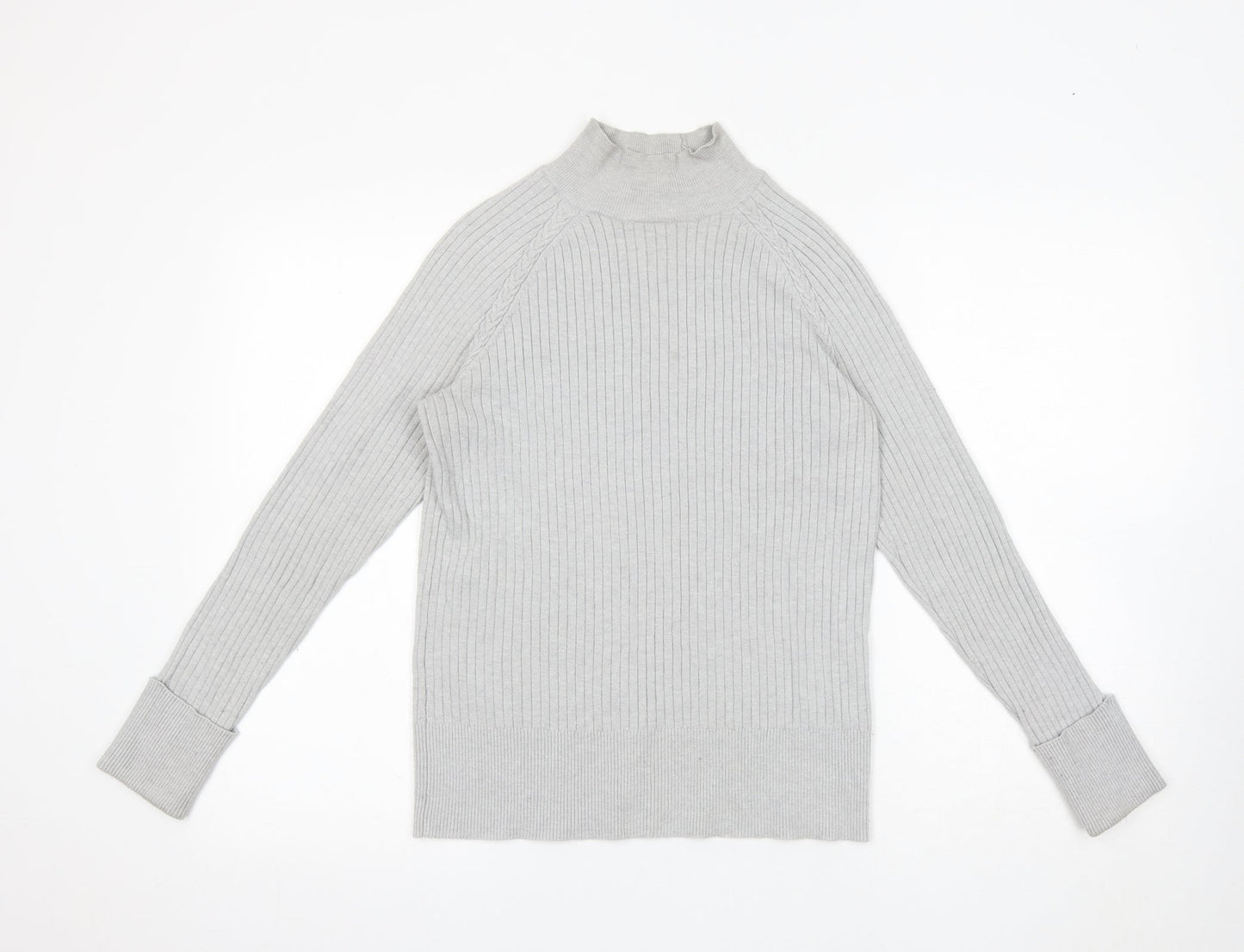 Peyton Primrose Womens Grey High Neck Rayon Pullover Jumper Size S