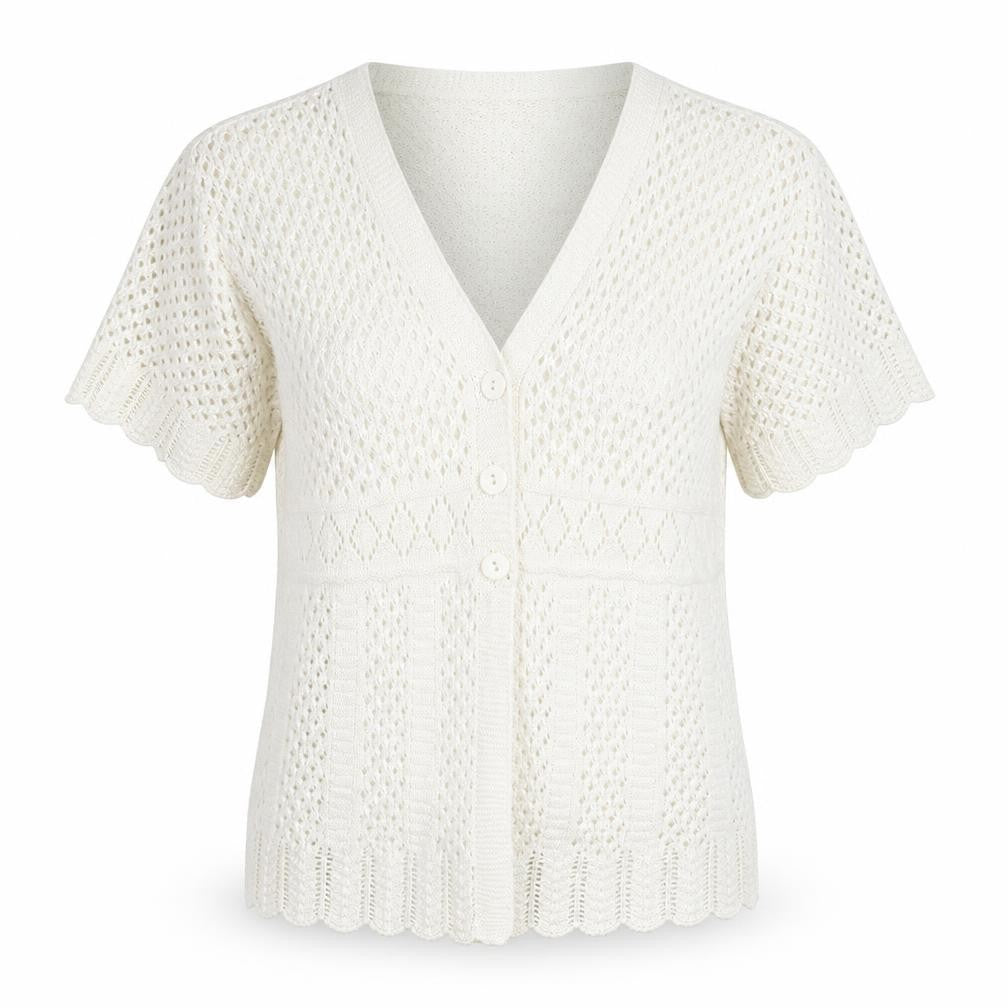 Pure & Natural Girls White V-Neck Acrylic Cardigan Jumper Size XL Button