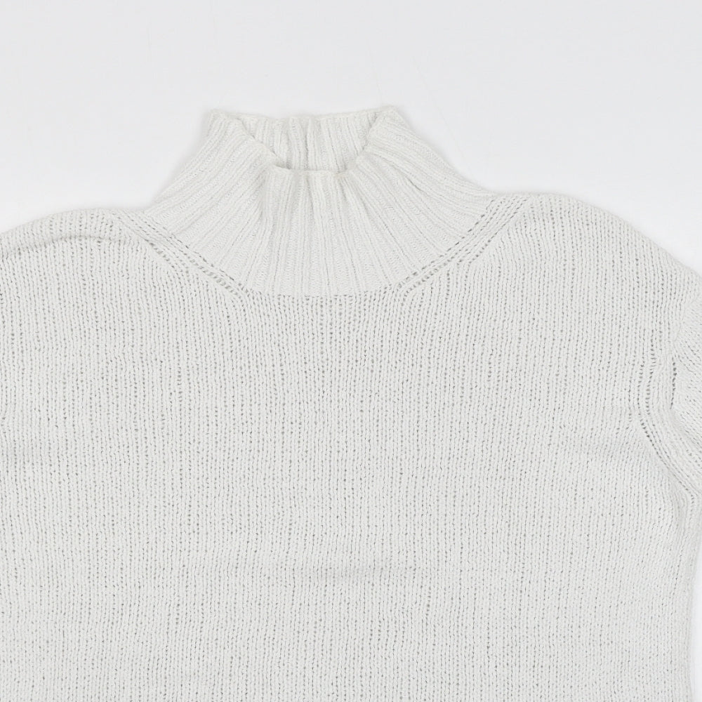 Marks and Spencer Womens White High Neck Cotton Pullover Jumper Size S
