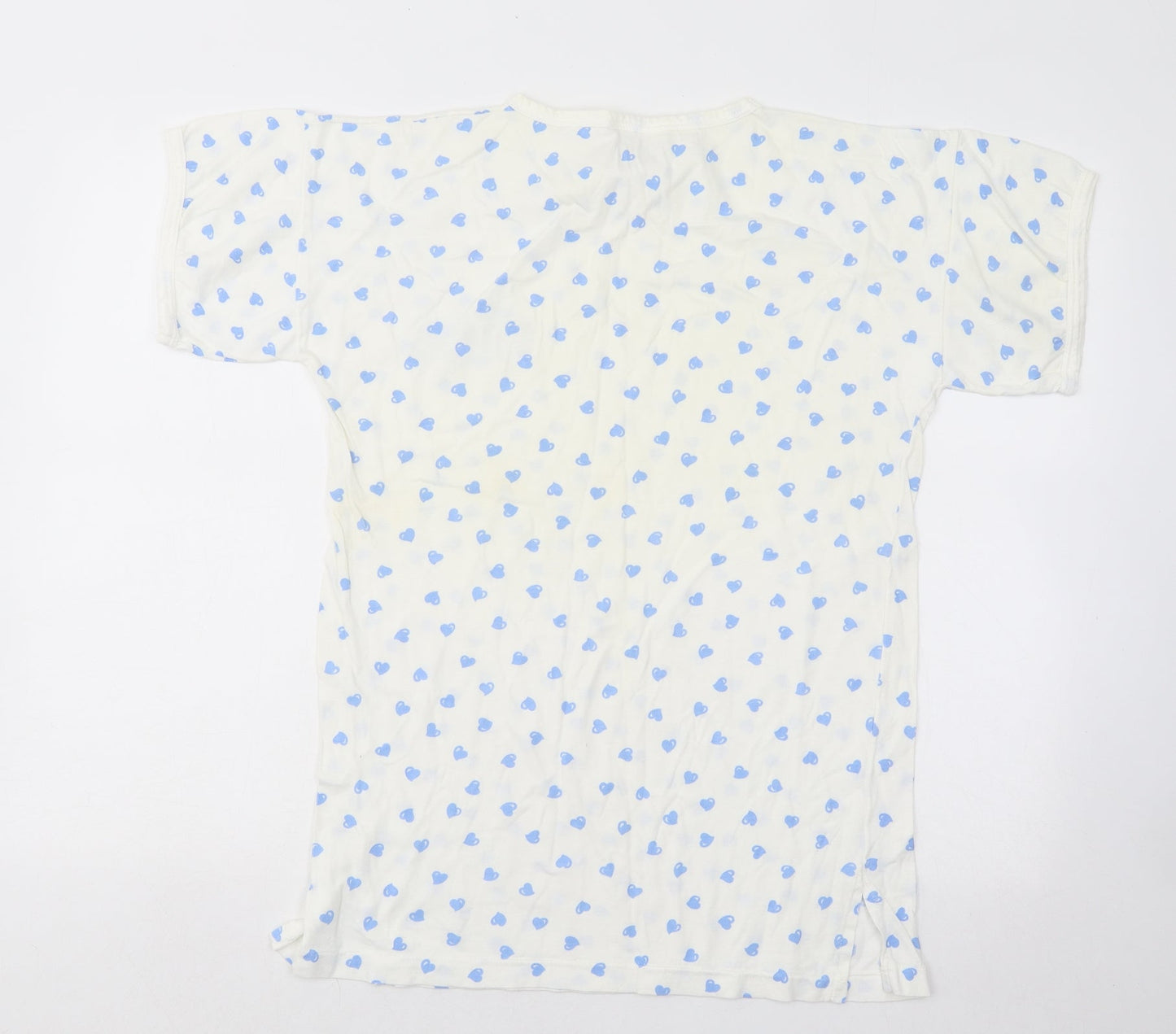 Dorothy Perkins Womens Blue Geometric Cotton Basic T-Shirt Size M Round Neck - Love Heart/Nice