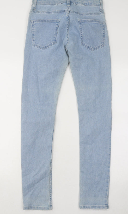 Topman Mens Blue Cotton Skinny Jeans Size 28 in L31 in Regular Button