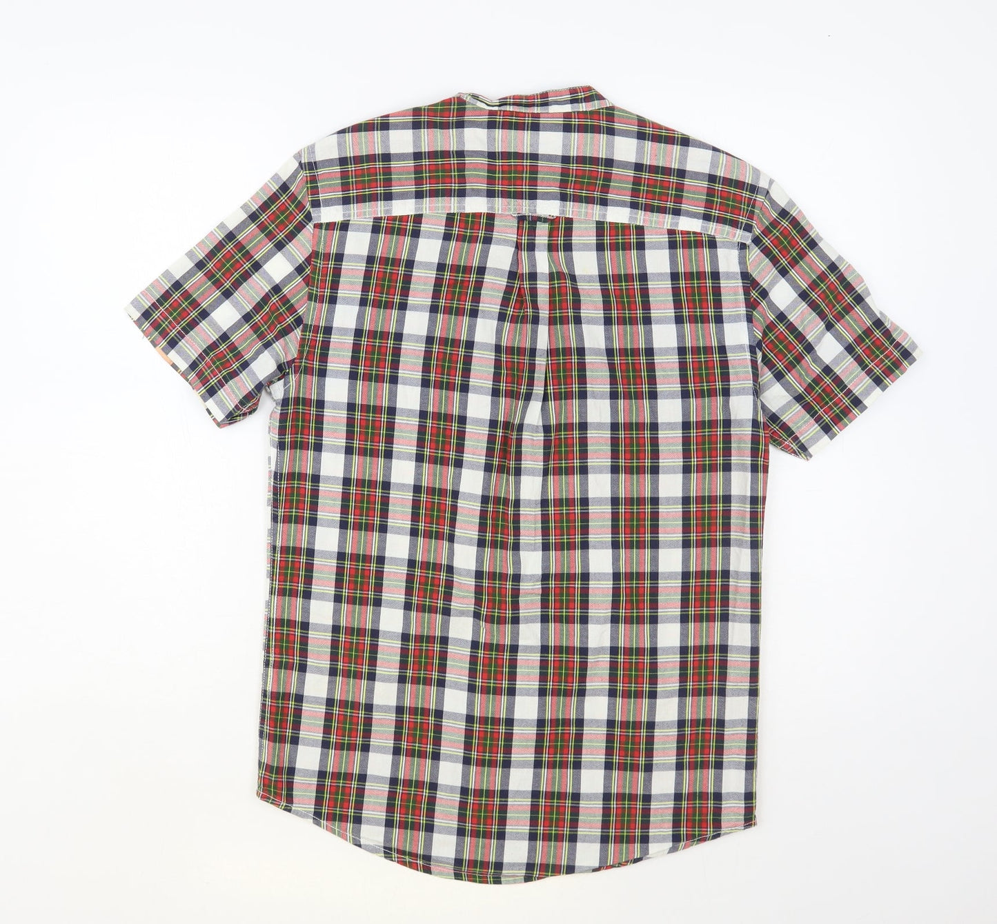 River Island Mens Multicoloured Plaid Cotton Button-Up Size S Round Neck Button