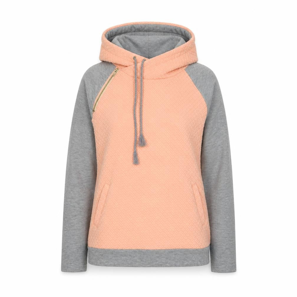 Yidaton Womens Pink Colourblock Cotton Pullover Hoodie Size S Zip