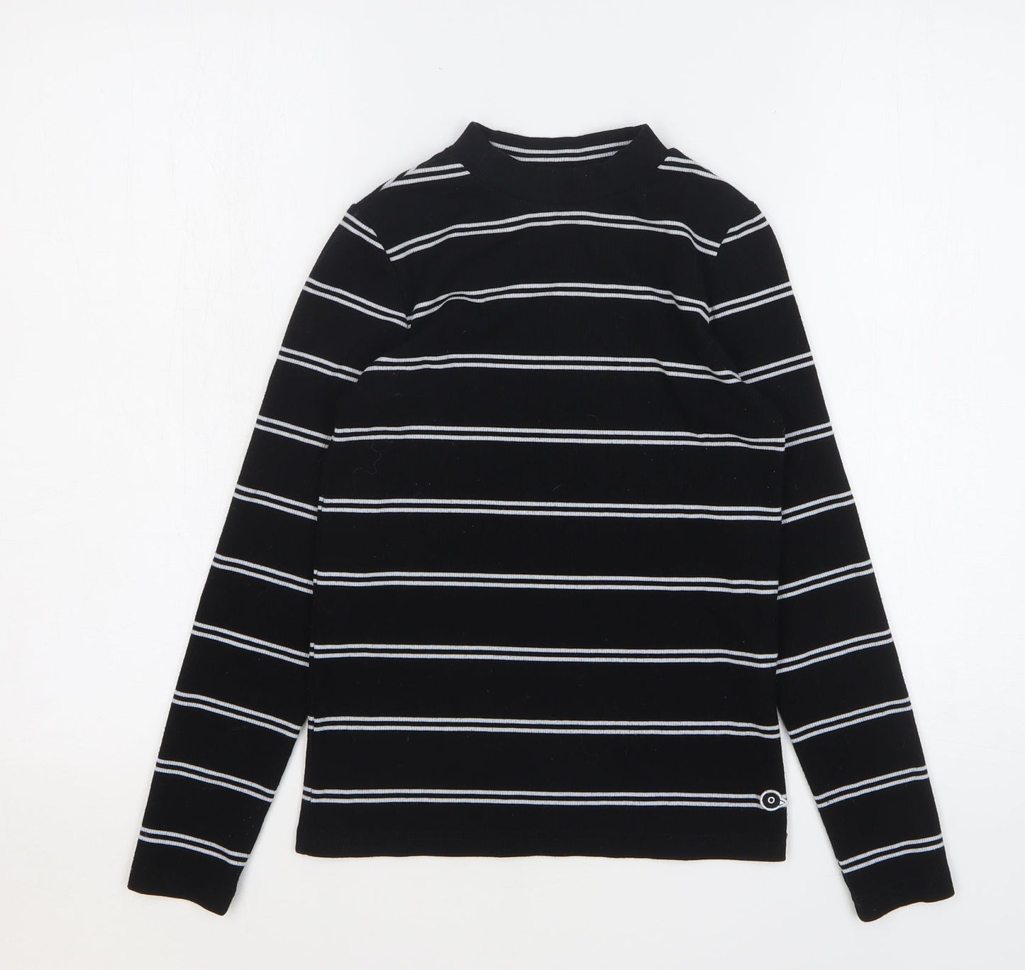 Chocoolate Womens Black Round Neck Striped Polyester Pullover Jumper Size M