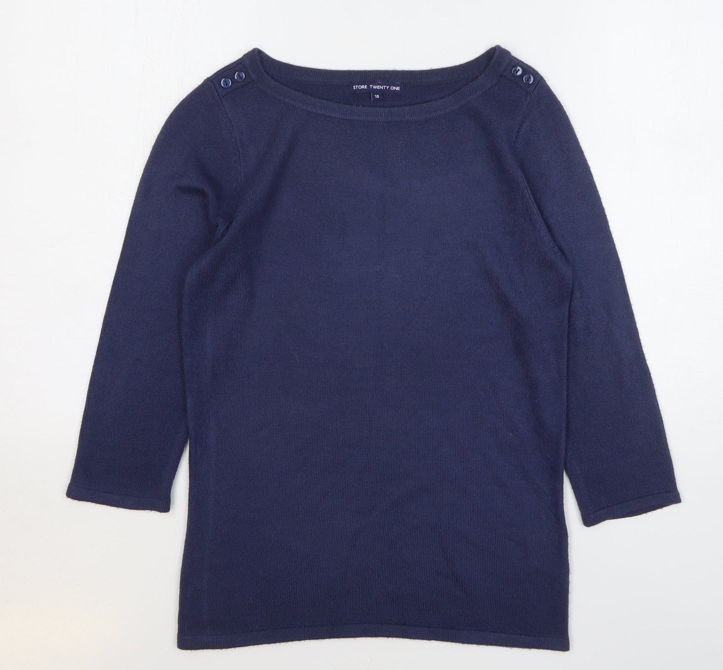 Store Twenty One Womens Blue Round Neck Acrylic Pullover Jumper Size 10
