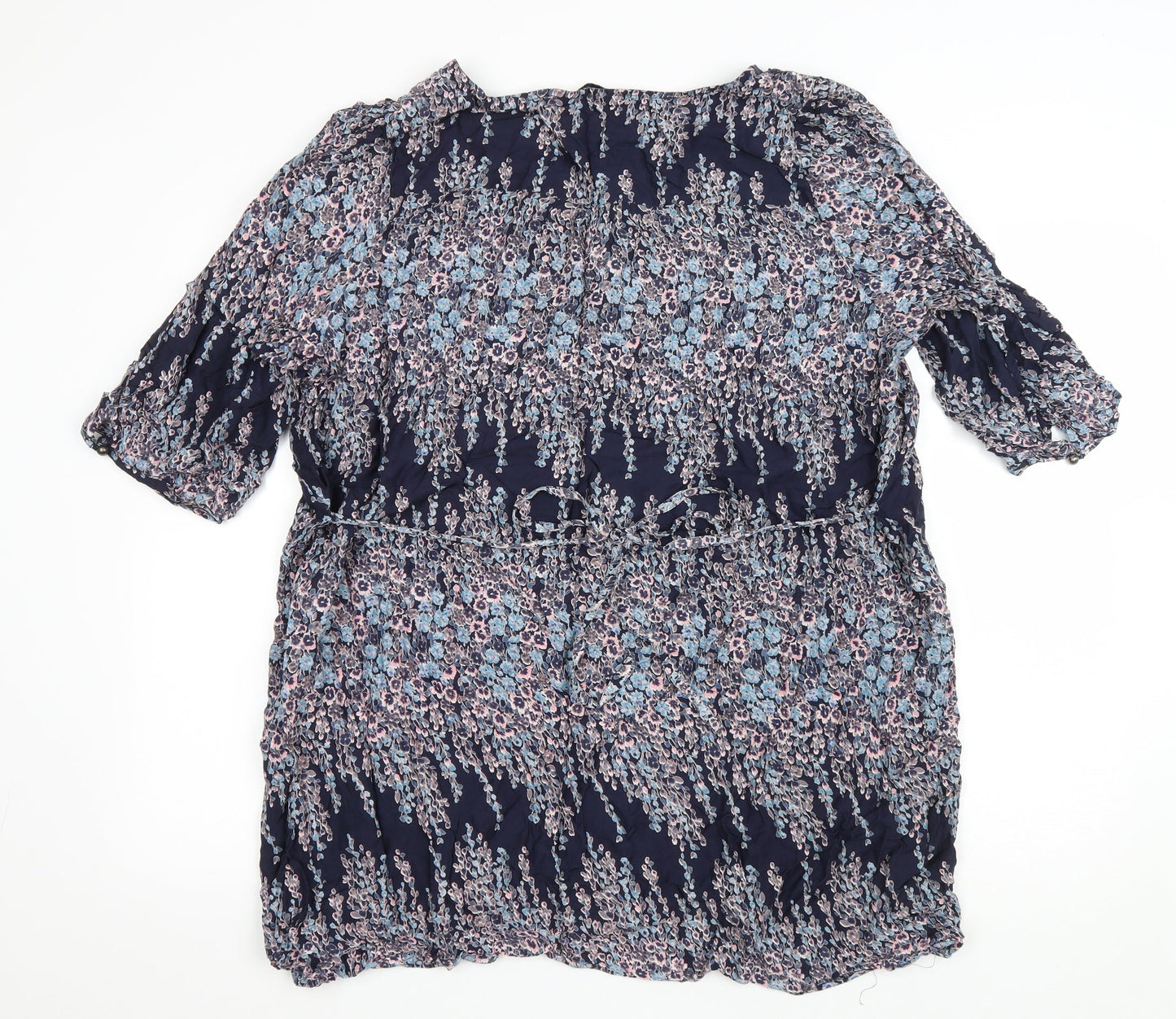 Marks and Spencer Womens Black Floral Viscose Kaftan Size 20 Scoop Neck Button - Lace trim