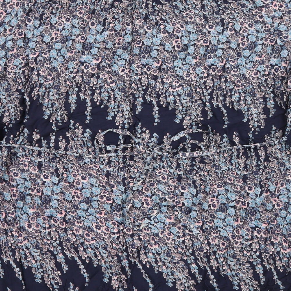Marks and Spencer Womens Black Floral Viscose Kaftan Size 20 Scoop Neck Button - Lace trim