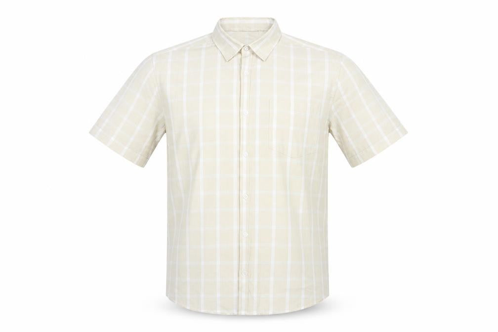 Lincoln Mens Yellow Plaid Polyester Button-Up Size M Collared Button