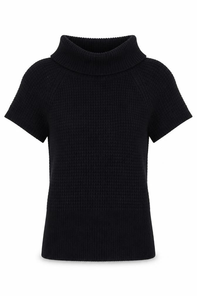 ESMARA Womens Black Polyester Basic T-Shirt Size M Roll Neck