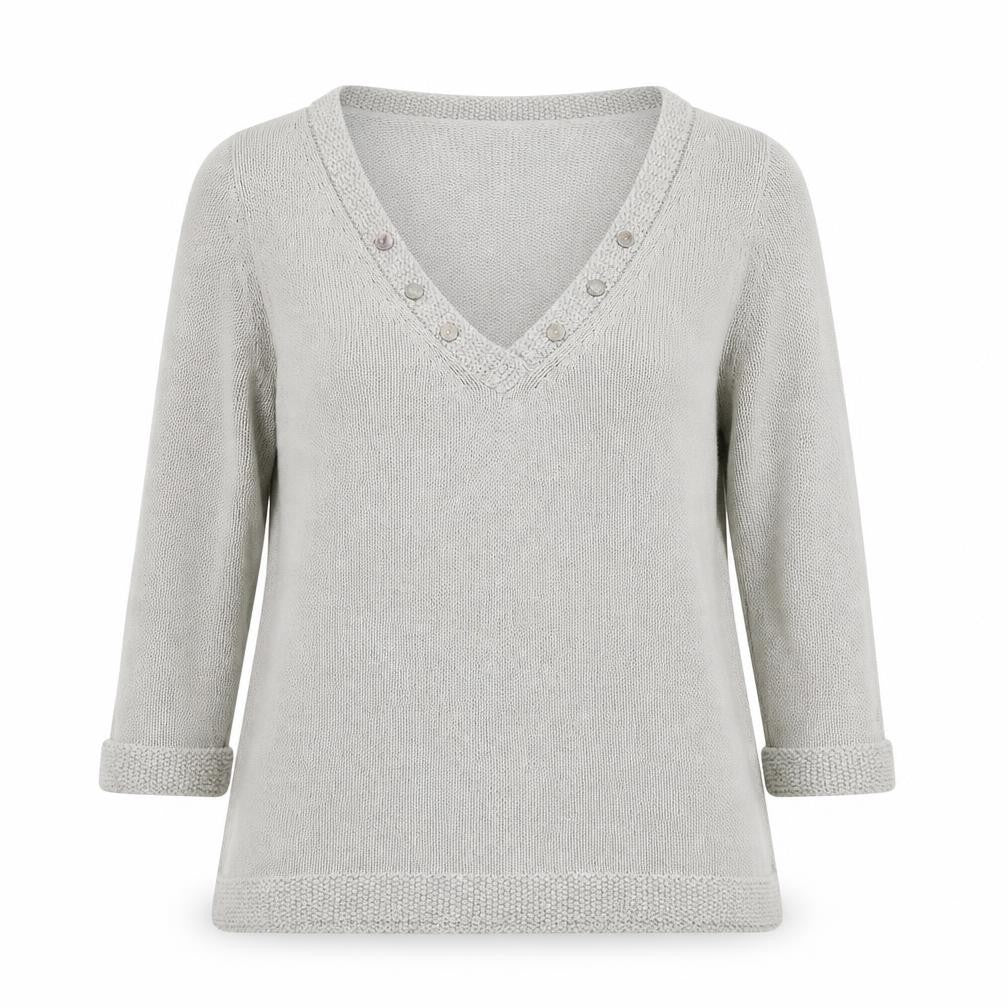 Marks and Spencer Womens Grey V-Neck Acrylic Pullover Jumper Size 12