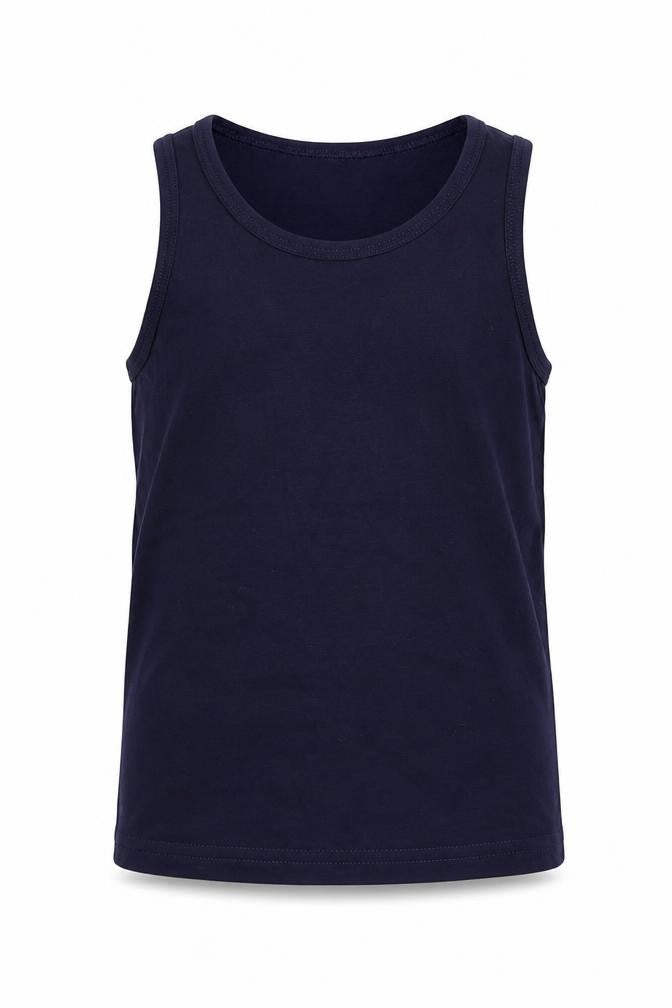 George Boys Blue 100% Cotton Basic Tank Size 3-4 Years Crew Neck Pullover
