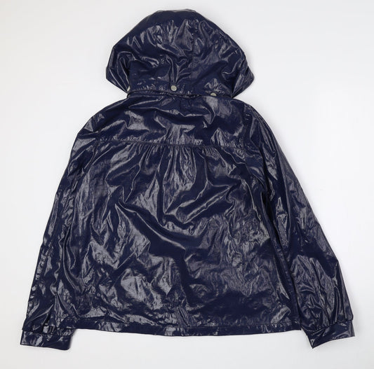 New Look Womens Blue Anorak Coat Size 14 Zip - Snap button closure