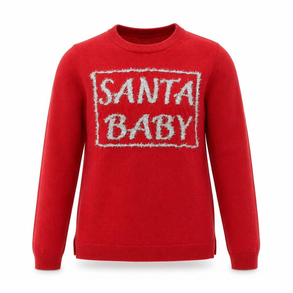 pepperts Girls Red Round Neck Polyacrylate Fibre Pullover Jumper Size 10-11 Years Pullover - Santa Baby