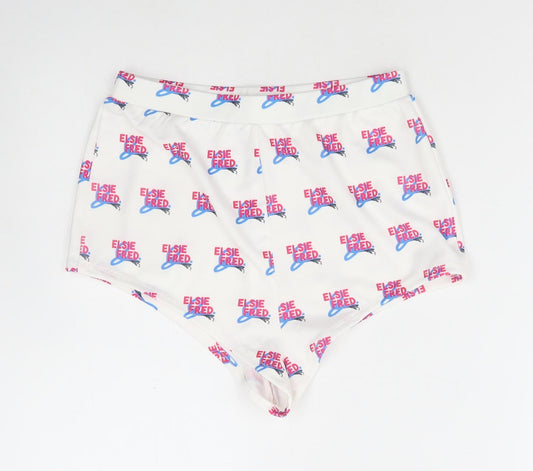 Elsie & Fred Womens White Geometric Polyester Hot Pants Shorts Size S Regular Pull On