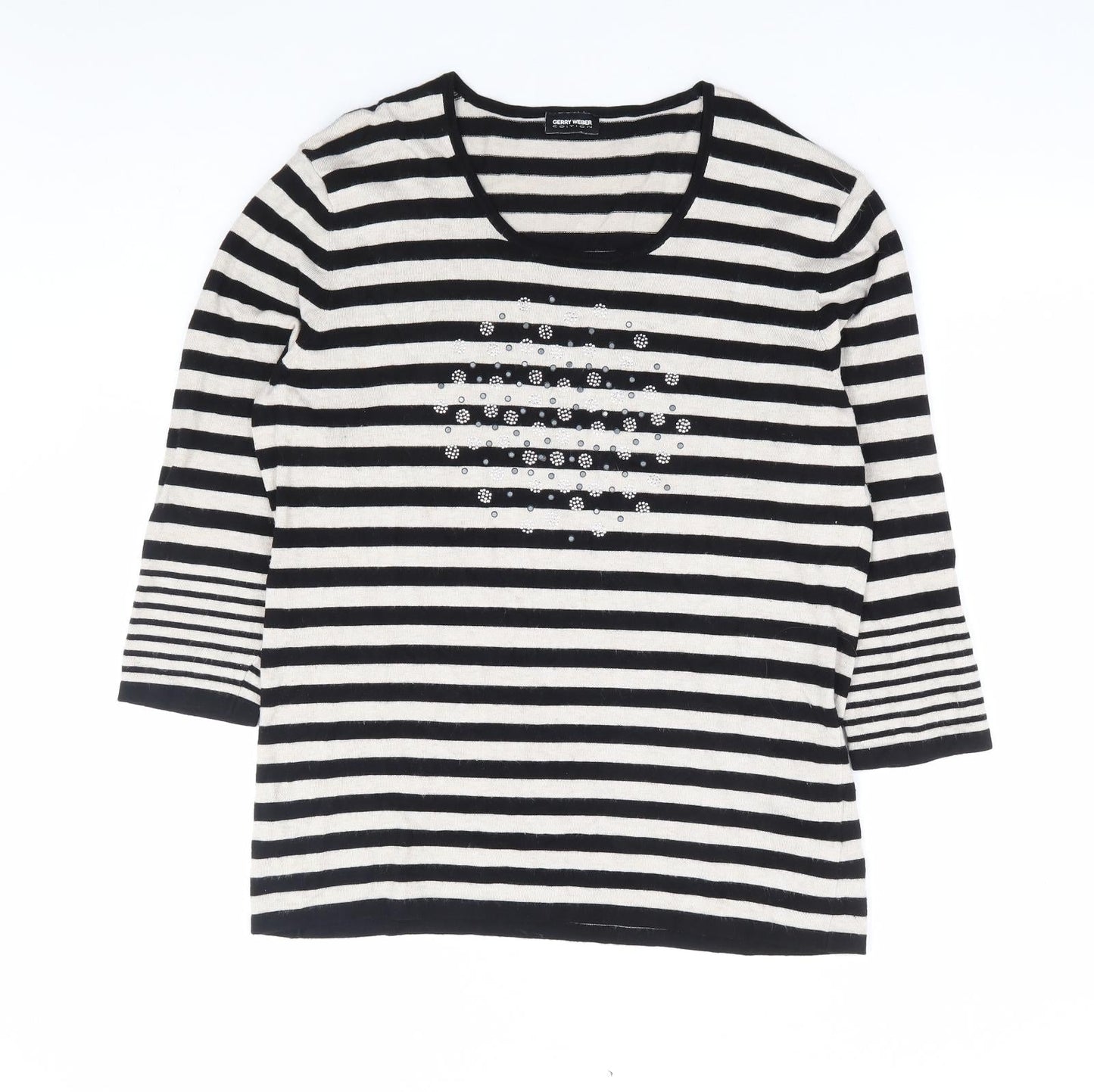 Gerry Weber Womens Black Round Neck Striped Polyester Pullover Jumper Size S