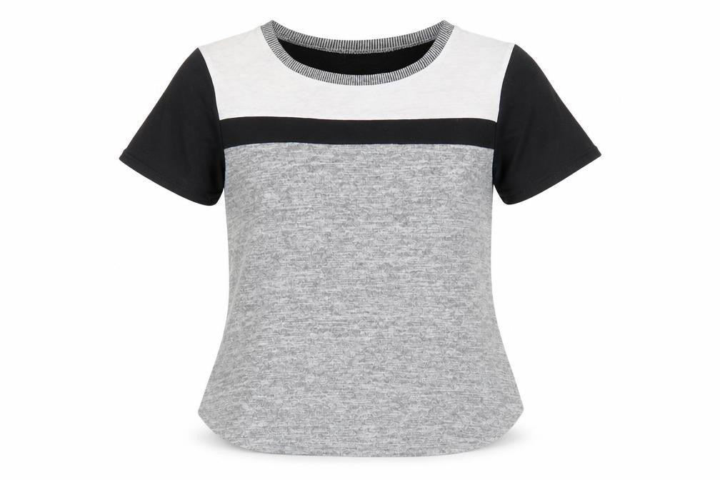 Oasis Womens Grey Polyester Basic T-Shirt Size M Round Neck - Colourblock