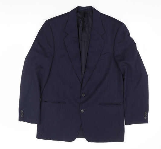 Hamilton Browne Mens Blue Striped Polyester Jacket Suit Jacket Size 40