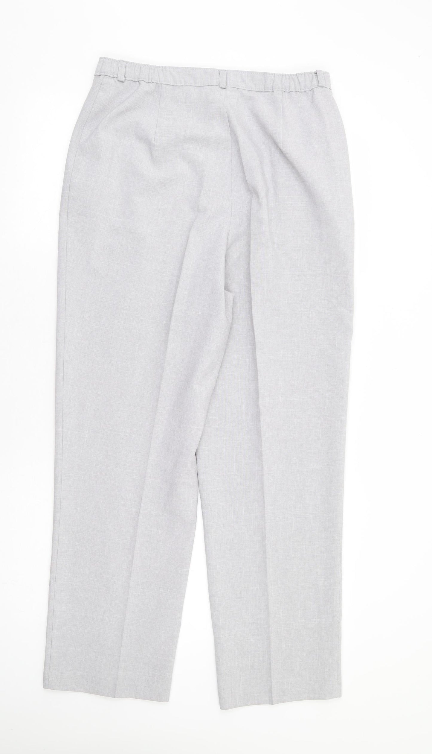 BHS Womens Grey Polyester Trousers Size 14 L28 in Regular Zip