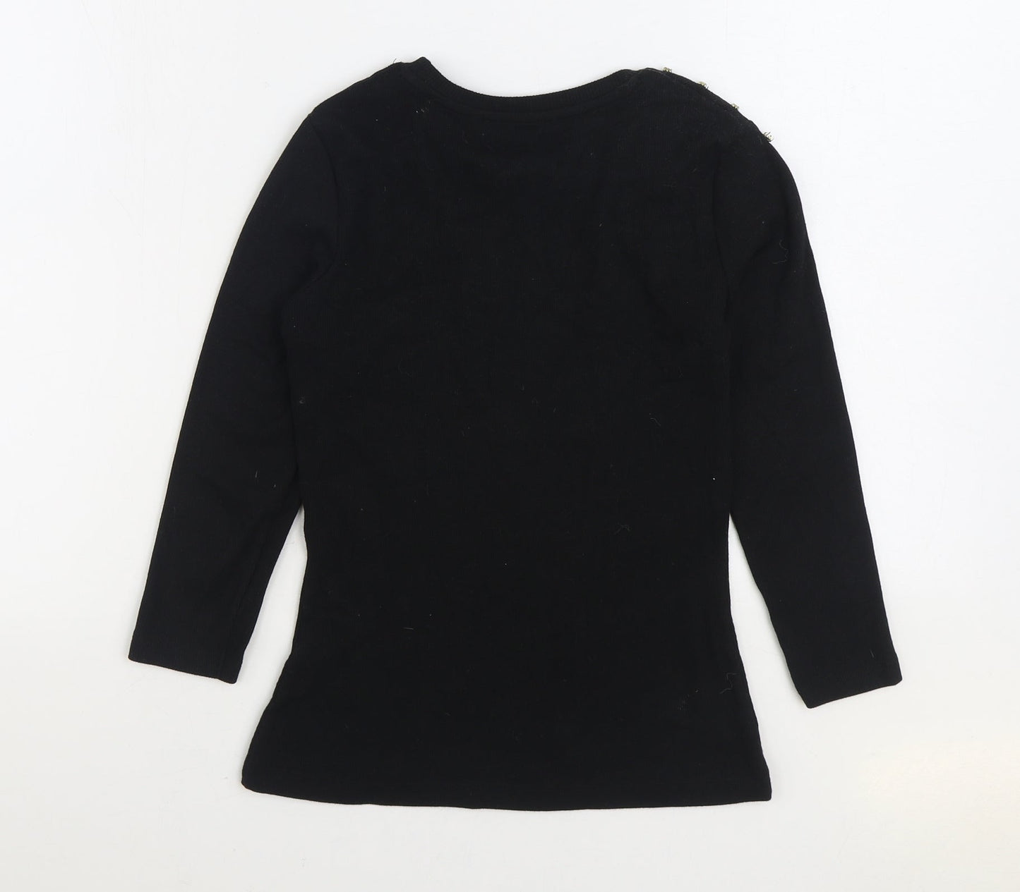 Savida Womens Black Round Neck Cotton Pullover Jumper Size XS