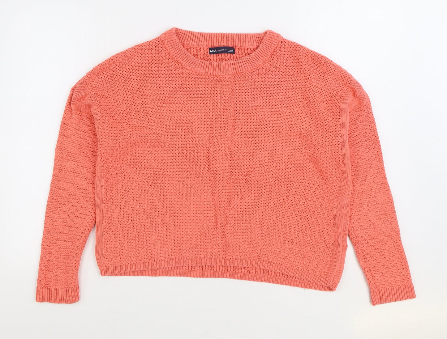 Marks and Spencer Womens Pink Round Neck 100% Cotton Pullover Jumper Size L