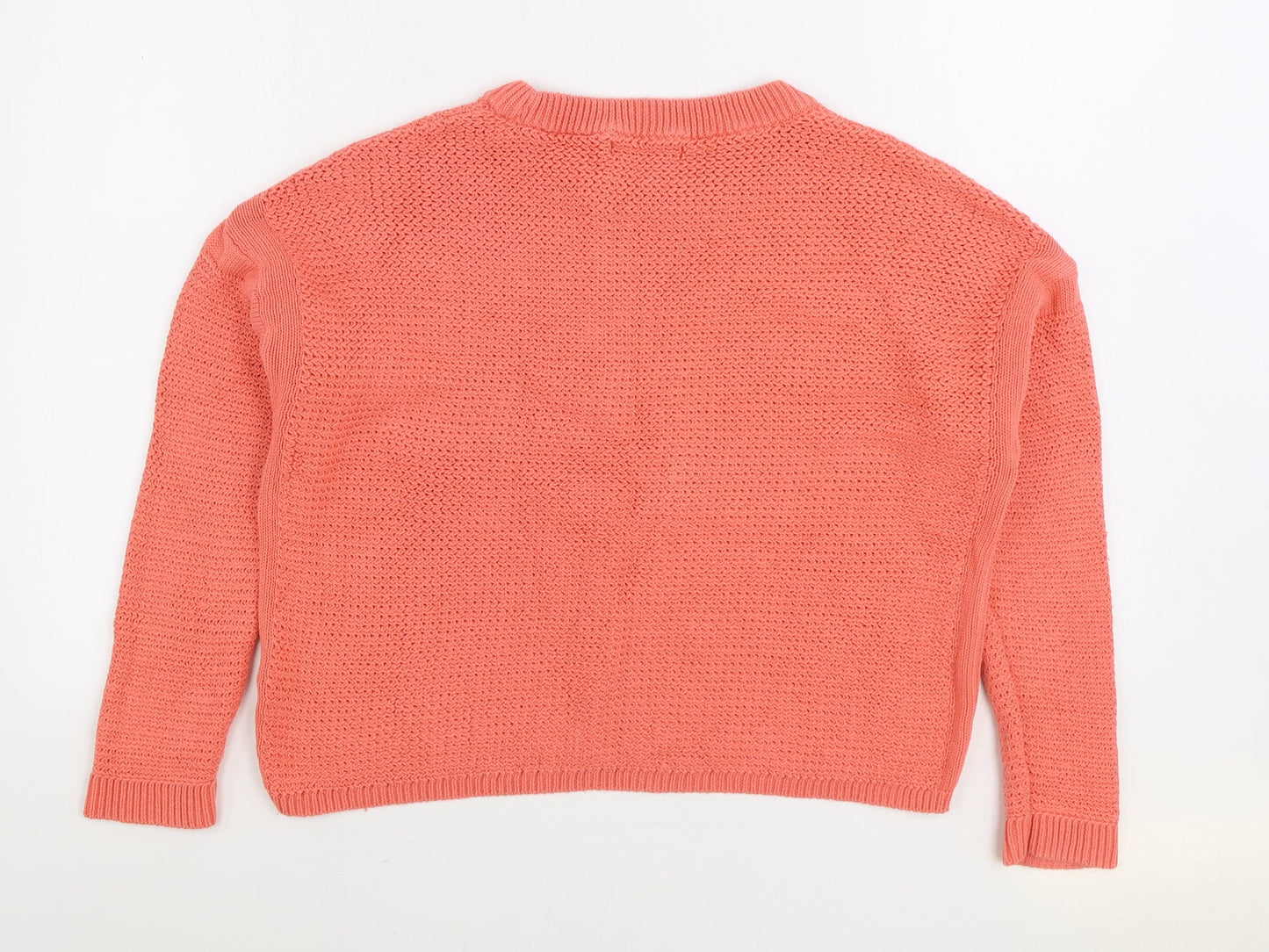 Marks and Spencer Womens Pink Round Neck 100% Cotton Pullover Jumper Size L