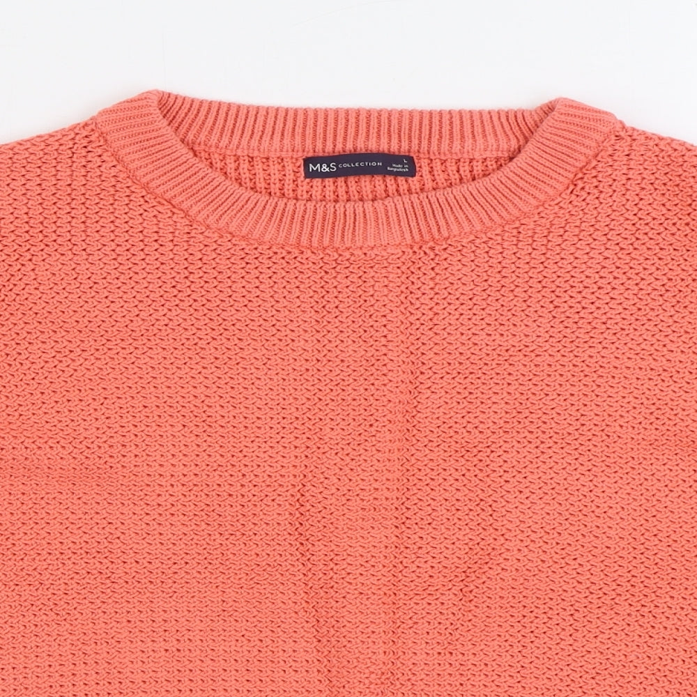 Marks and Spencer Womens Pink Round Neck 100% Cotton Pullover Jumper Size L