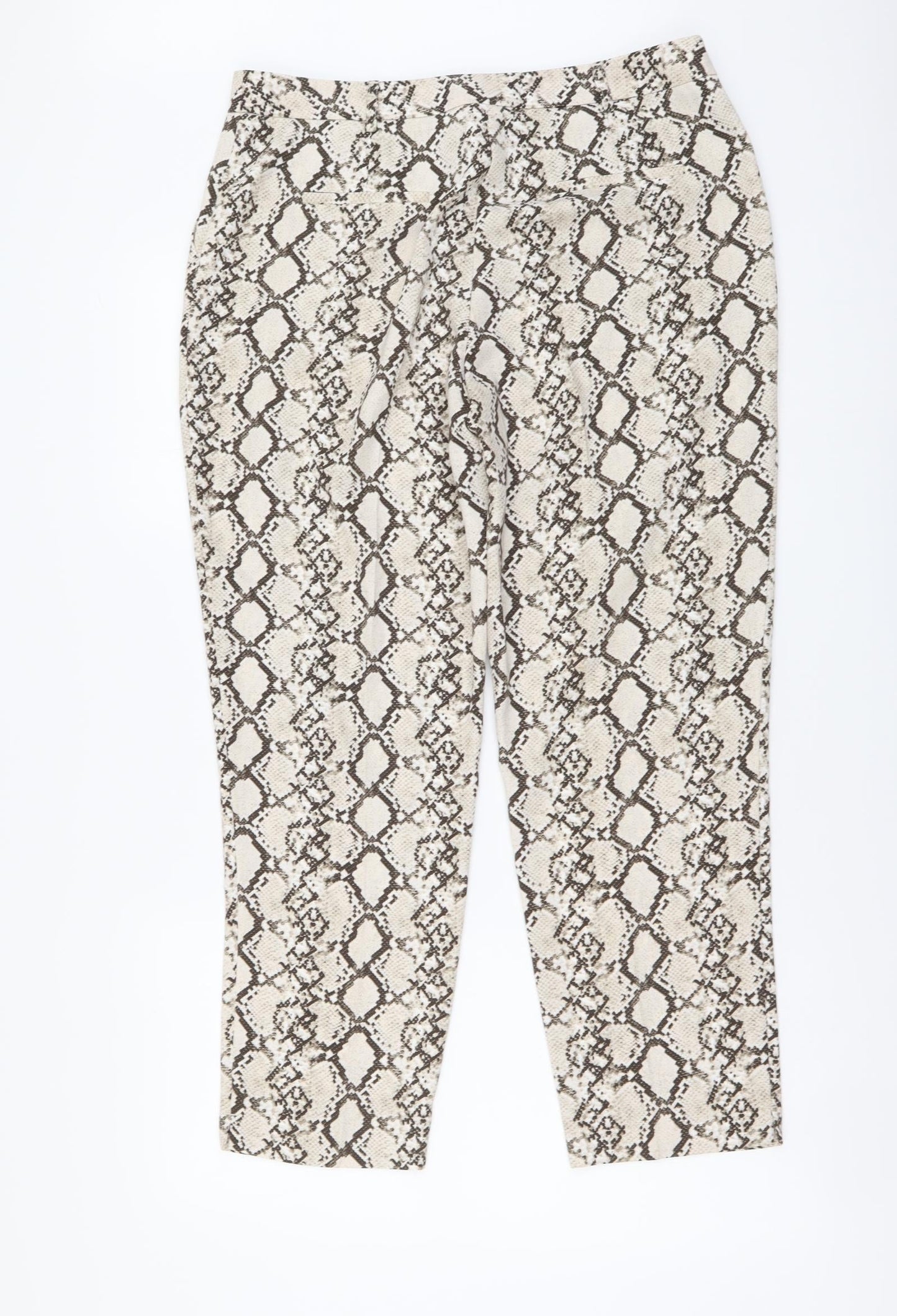 Dorothy Perkins Womens Beige Animal Print Polyester Chino Trousers Size 12 L27 in Regular Button - Snake pattern