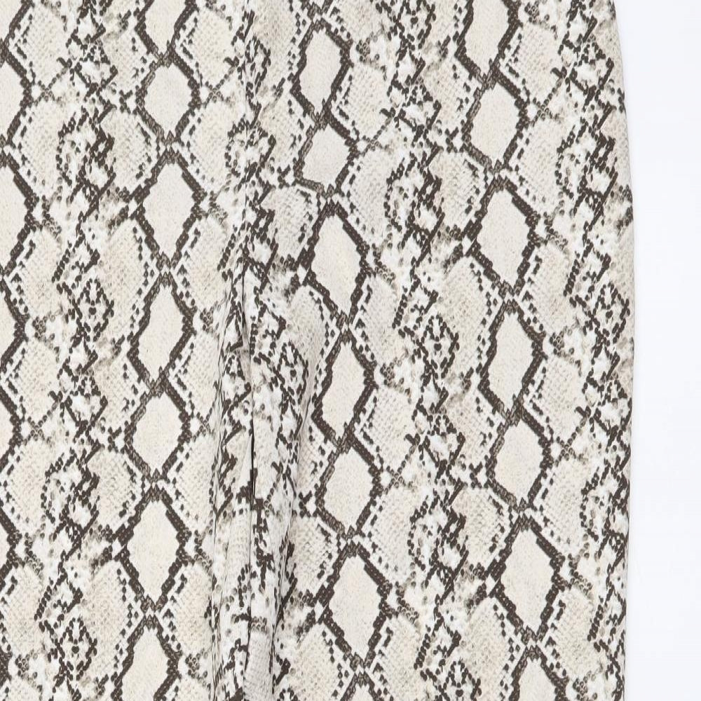 Dorothy Perkins Womens Beige Animal Print Polyester Chino Trousers Size 12 L27 in Regular Button - Snake pattern