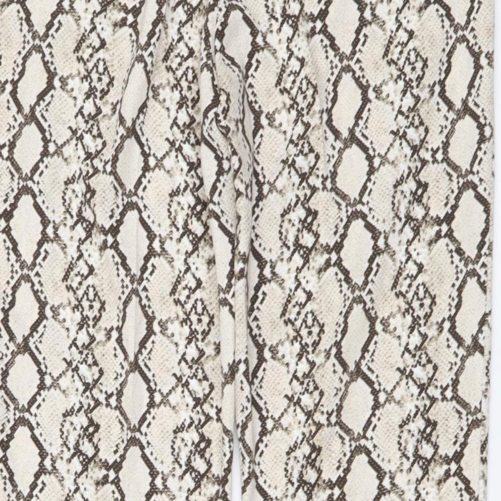 Dorothy Perkins Womens Beige Animal Print Polyester Chino Trousers Size 12 L27 in Regular Button - Snake pattern