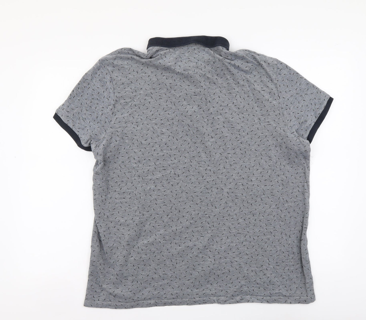 RESERVED Mens Grey Geometric Cotton Polo Size 2XL Collared Button