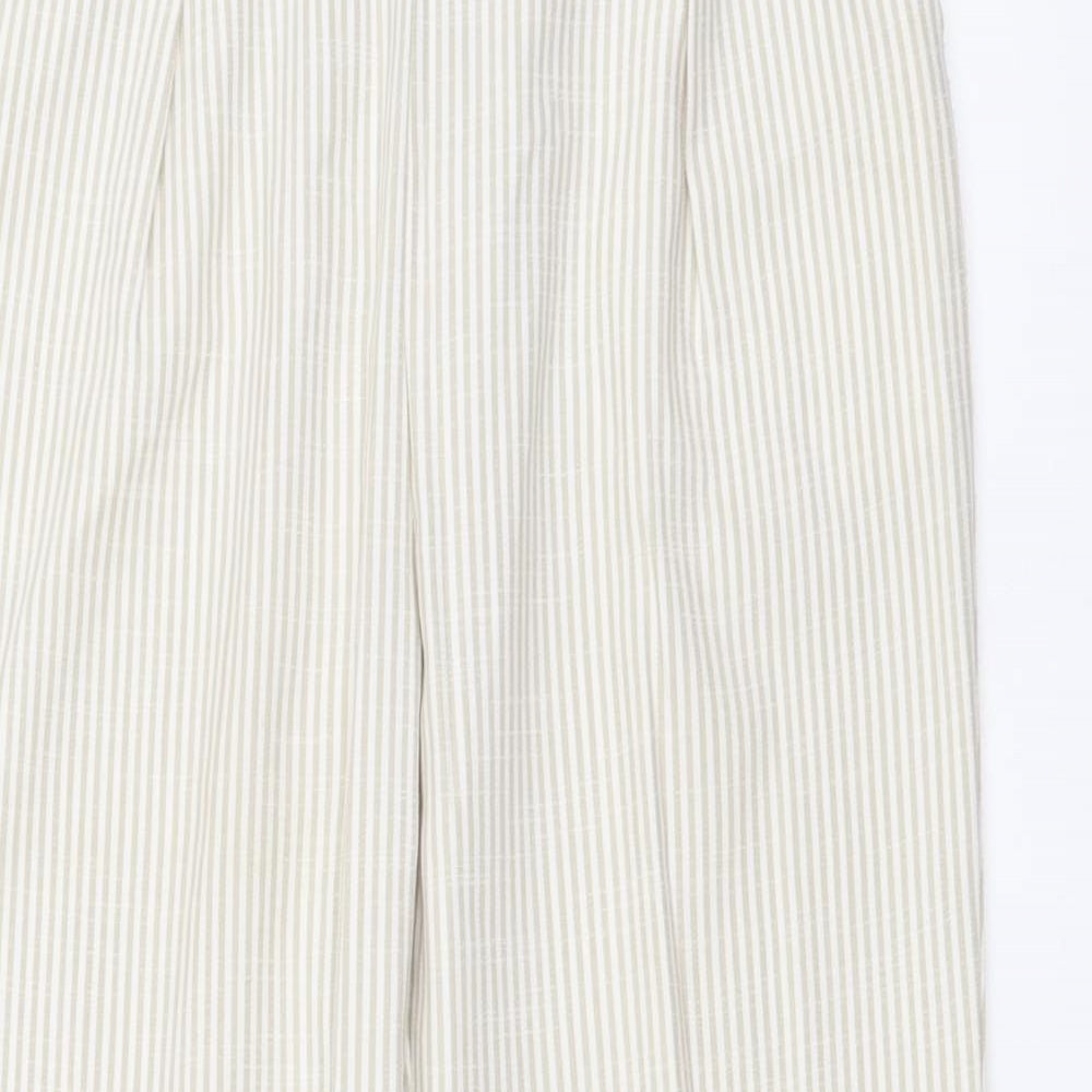 Stradivarius Womens Beige Striped Viscose Chino Trousers Size S L24 in Regular Drawstring