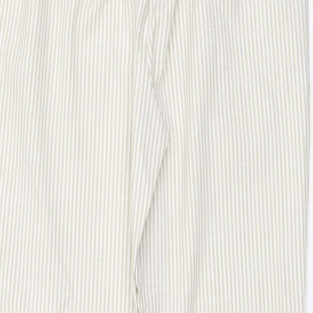 Stradivarius Womens Beige Striped Viscose Chino Trousers Size S L24 in Regular Drawstring