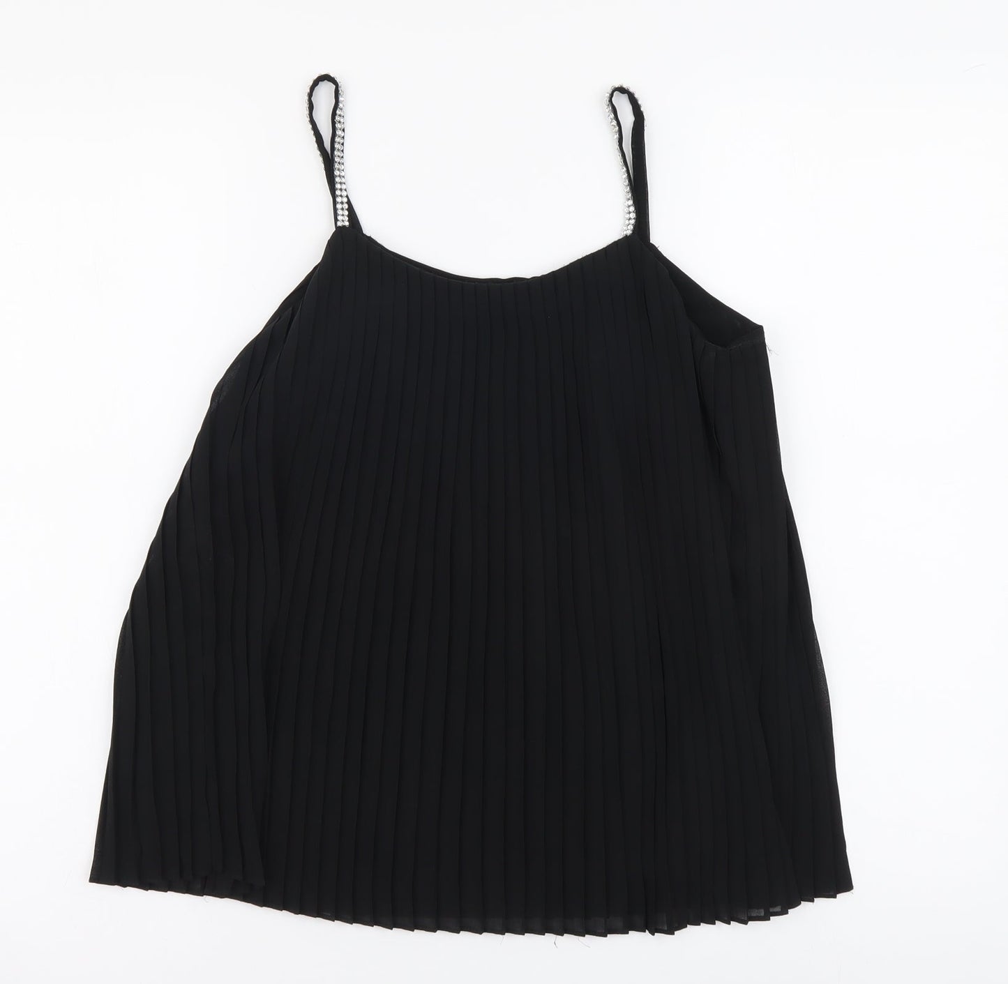 Quiz Womens Black Polyester Camisole Blouse Size 6 Round Neck