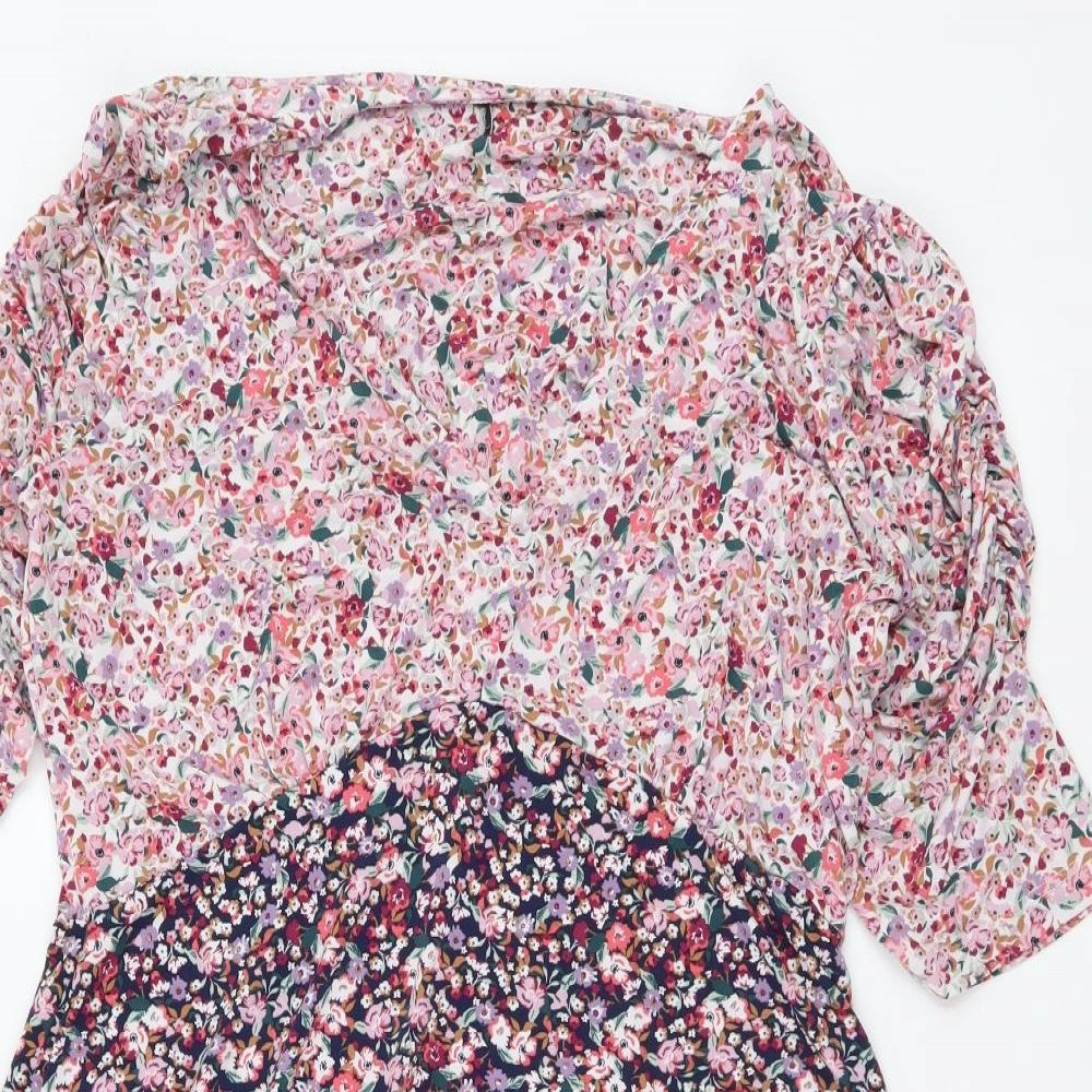 Preworn Womens Multicoloured Floral Viscose A-Line Size S V-Neck Pullover