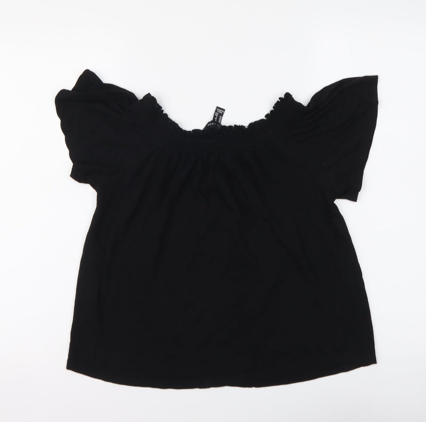 New Look Womens Black Modal Basic Blouse Size 8 Boat Neck